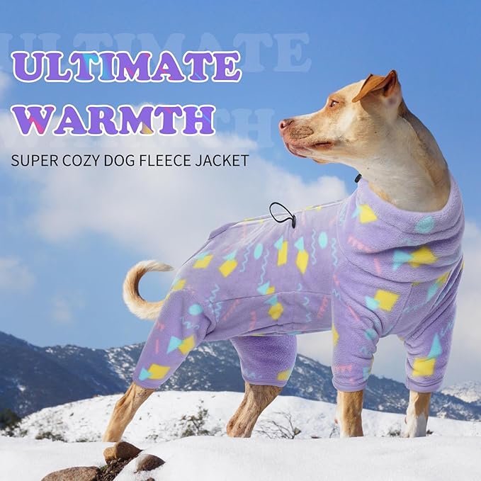 ROZKITCH Fleece Pajamas Dog Fleece Pajamas, Pet Windproof Warm Cold Weather Jacket Vest with Luminous Zipper, Pullover Jumpsuit Apparel Outfit Clothes for Small Dog Geometry 2XS
