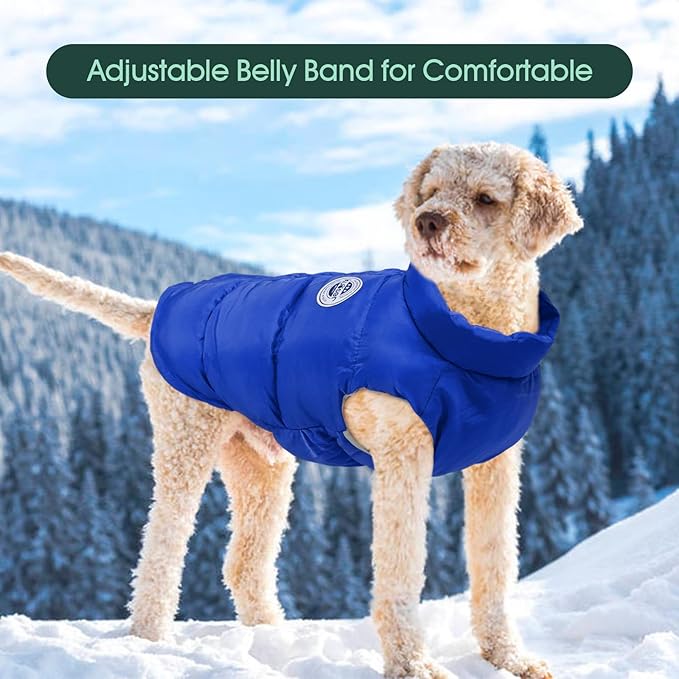 Kuoser Dog Coat Puffer Vest, Warm Dog Jacket Windproof Dogs Cold Weather Coats Pet Snowsuit Padded Vests, Lightweight Puppy Winter Clothes for Small Dogs, Button Design, Easy On/Off, Blue XS