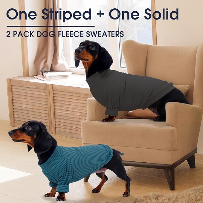 IECOii 2 Pack XXXL Dog Fleece Sweater for Extra Large Dogs, Warm Dog Turtleneck with Stretch for Doberman Sweater, Fall Winter Pullover Dogs Sweatshirt with Sleeve, Outdoor Sweaters for Walking, 3XL