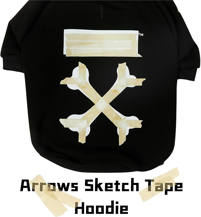 ChoChoCho Woof Dog Hoodie, Designer Dog Hoodies for Small Medium Large Breeds, Art Collection Dog Sweatshirts, Street Drawstring Hoodies Outfit Clothes for Puppy Puppies (M, Tape Arrows)