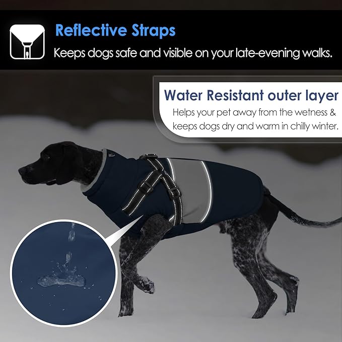 AOFITEE Dog Coat, Warm Dog Jacket with Harness Built in, Waterproof Coats for Small Dogs, Dogs Winter Coat Puffer Jacket with Zipper & Fleece Collar, Pet Snowsuit Sweater for Chihuahua Yorkshire, XS