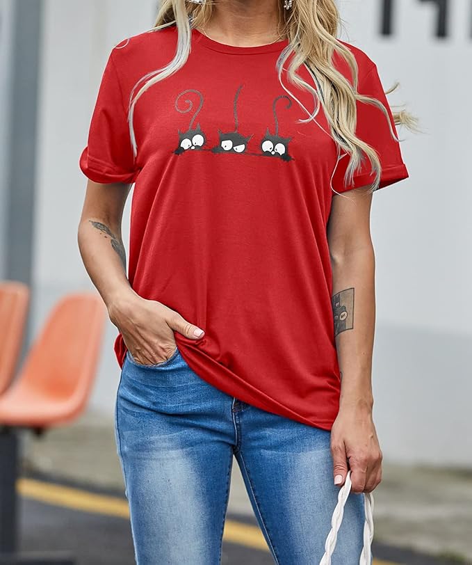 NIUBIA Women's T Shirts Summer Tops Simple Heart Graphic Shirts Sayings Short Sleeve Vacation Casual Blouse Thankful Tee