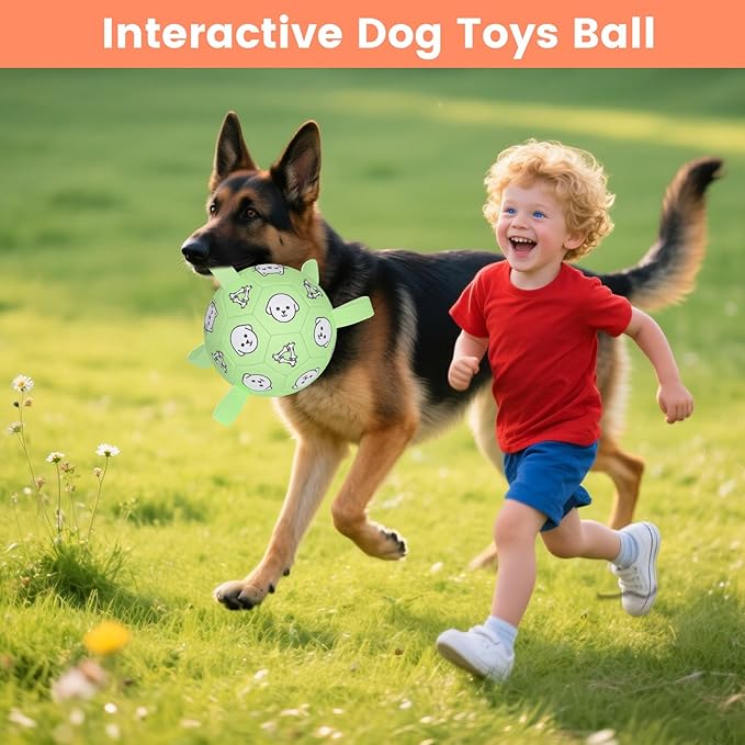 Dog Toy Soccer Ball with Grab Tabs, Durable Dog Soccer Ball, Dog Birthday Toys for Medium & Large Dogs, 8 Inch