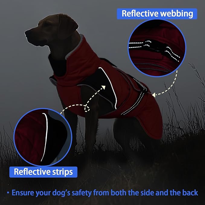 MIGOHI Cozy Small Dog Coat - Reflective Dog Coat for Small Dogs,Fleece Winter Coats Jacket for Dogs with Leash Hole,Snowproof Thick Puppy Clothes,Pomeranian,Chihuahua,XS,RedBlack