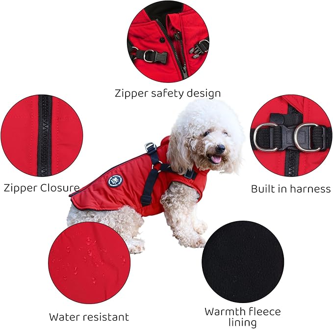 Norbi Pet Warm Jacket Small Dog Vest Harness Puppy Winter 2 in 1 Outfit Cold Weather Coat L