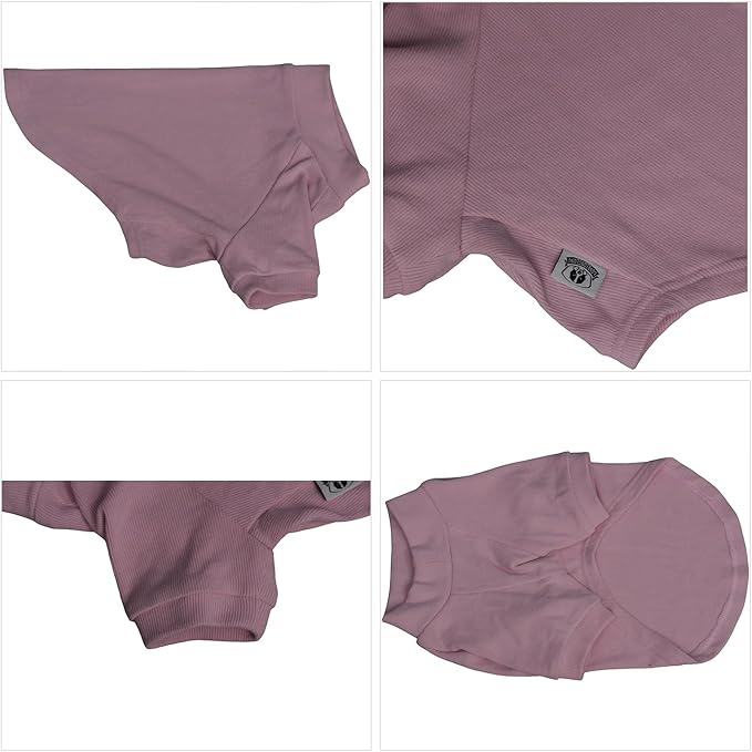 Lovelonglong Ribbed Dog T-Shirt Cotton Knitted Dog Sweaters for All Season Pet T-Shirts for Large Medium Small Dogs Light Pink M