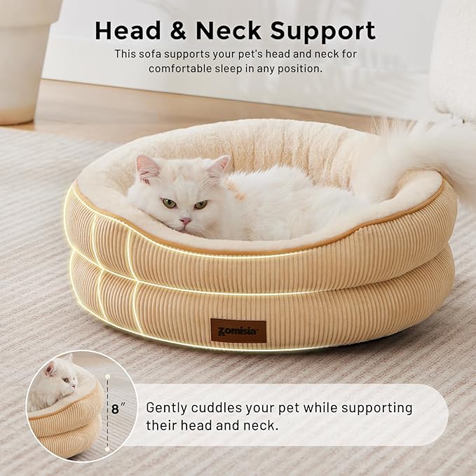 Heated Cat Bed Indoor - Adiustable Temperature Pet Heating Bed with Timer and Chew Resistant Cord, Washable Puppy Bed with Non-Slip Bottom, 21" x 21" x 8", Blue