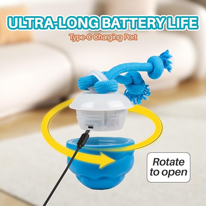 Interactive Dog Toys Multiple Modes Moving Dog Ball with Touch Activated queaky Dog Toy for Small/Medium Puppy Toys for Daily Training (Blue)