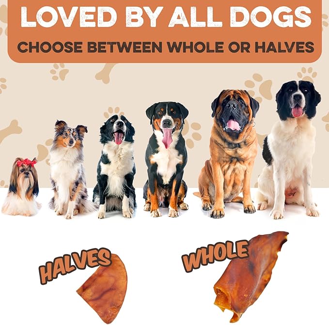 BRUTUS & BARNABY Pig Ear Halves for Dogs, 40 Ct. – All-Natural Single Ingredient Dog Chews, Slow Cooked & Fully Digestible Rawhide Alternative