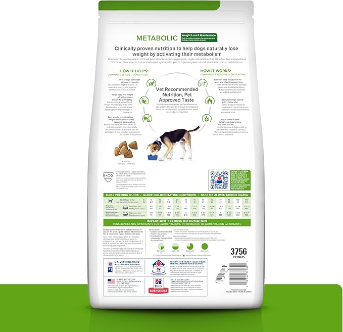 Hill's Prescription Diet Metabolic Weight Management Lamb Meal & Rice Formula Dry Dog Food, Veterinary Diet, 6 lb. Bag