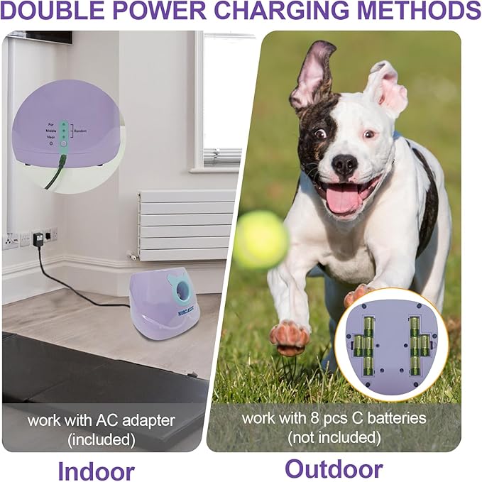 BESTHLS Automatic Dog Ball Launcher Interactive Tennis Ball Thrower Machine for Small Medium Dogs Fetching Distance 10-30ft (Purple)