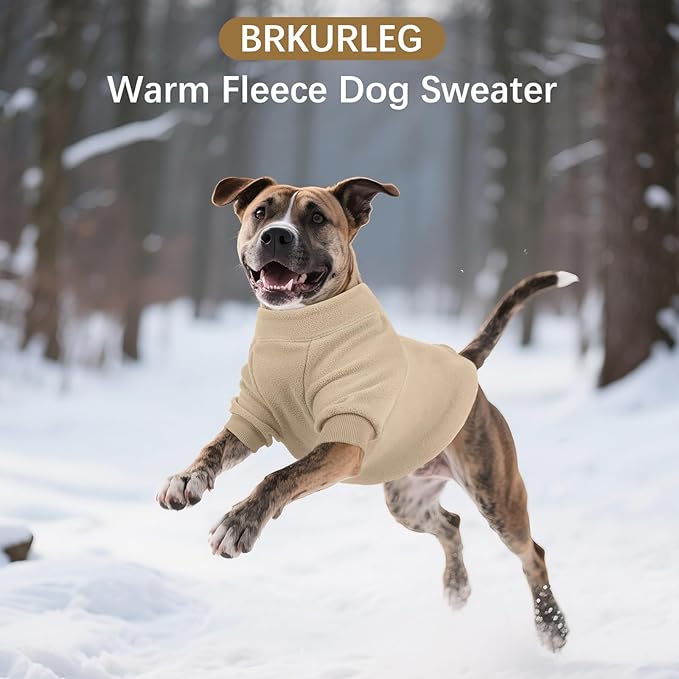 BRKURLEG Dog Sweater, Turtleneck Thick Dogs Sweatshirts Fleece Sweater, Dog Winter Coat for Small Medium Large Dogs, Pet Warm Sweaters with Zipper, Pullover Jacket with Sleeve (Light Coffee, XXL)