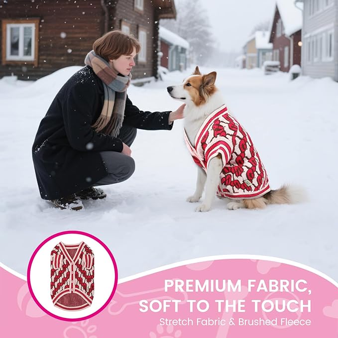 Pet Sweaters for Dogs Boys and Girls, Dynamic Letter Patterned Dog Sweater,Dog Cardigan,Pet Clothes,Pet Knitted Clothing,Fit for Different Seasons and Kinds of Dogs (Pink L)