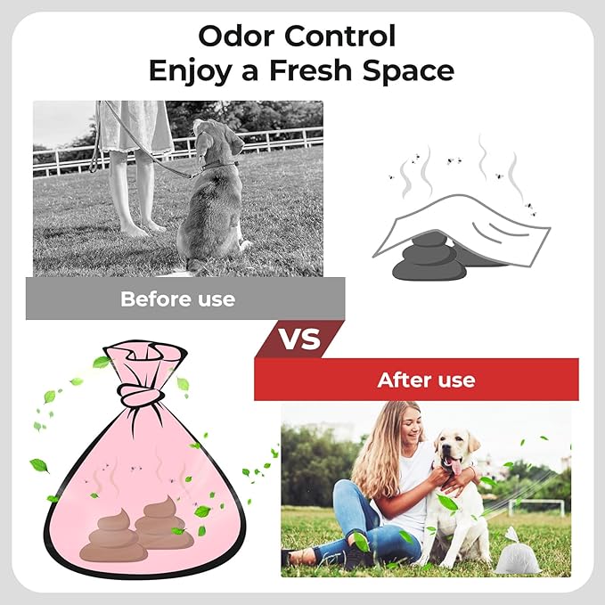 Odor-Sealing Dog Poop Bags, L/90-Count Leakproof & Durable Dog Waste Bags, Block Smells, Unscented (Color:White)