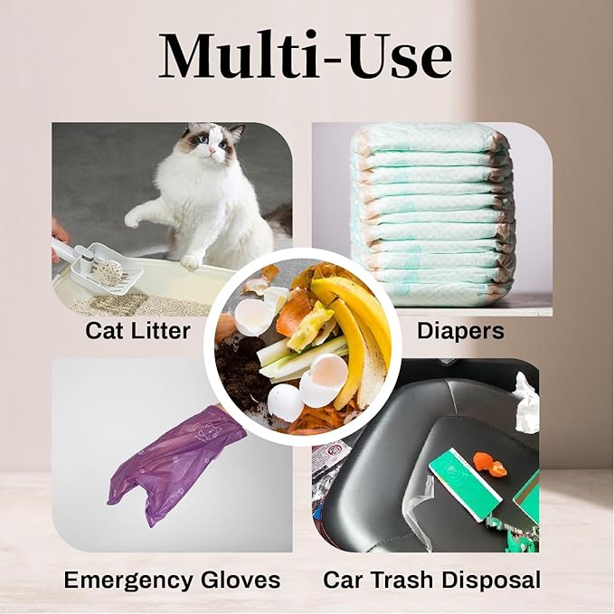 420 Count Dog Poop Bags Rolls with Dispenser & Leash Clip, 9″ x 13″ Scented Biodegradable Leak Proof Poop Bags for Dogs, Cats & Pet Waste, 28 Refill Rolls of 15, Purple