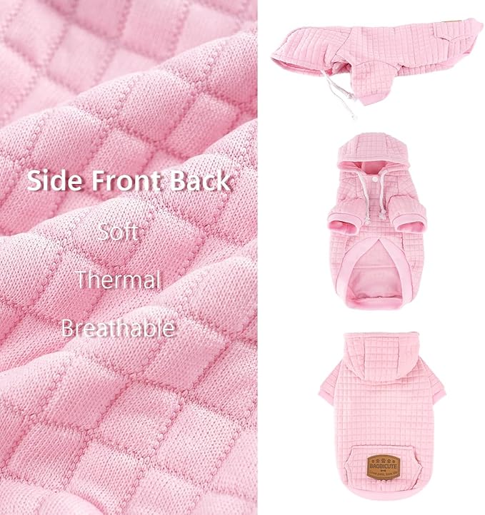 2 Pack Dog Hoodie Sweaters for Small Medium Dogs Warm Dog Clothes for Large Dogs Soft Waffle-Like Laminated Sweatshirt Bulldog (Pink, XXL (Back: 26",Chest: 34.5", Neck: 25"))