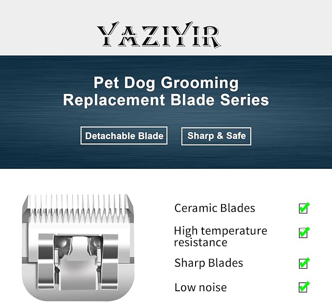 10# Pet Dog Grooming Detachable Ceramic Blades,Compatible with Andis,Oster A5,Wahl KM10 Clippers,Cut Length 1/16"(1.5mm),2 PCS