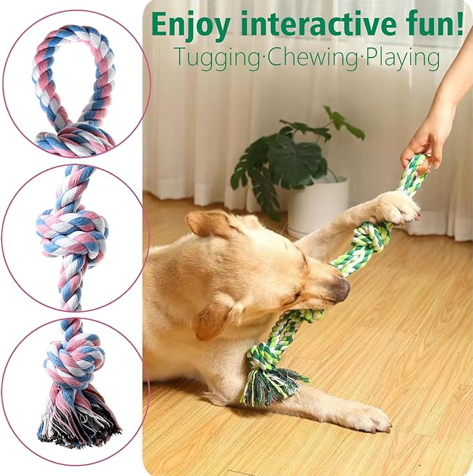 Dog Rope Toys, Indestructible Dog Toy, Dog Chew Toys for Aggressive Chewers, Tough Puppy Teething Chew Toys for Boredom, Dental Cleaning Tug of War Dog Toy, Great for Small to Large Breed