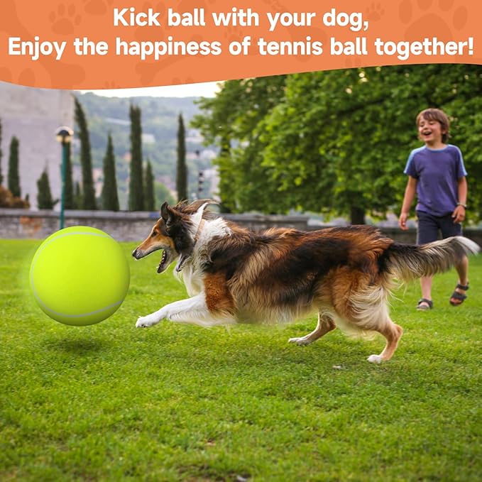 QDAN Giant Large Tennis Ball for Dogs: 9.5" Premium Balls for Dog for Outdoor Play, Big Tennis Ball Dogs Toy, Tennis Ball for Small Medium Large Dog, Pet Balls, Yellow