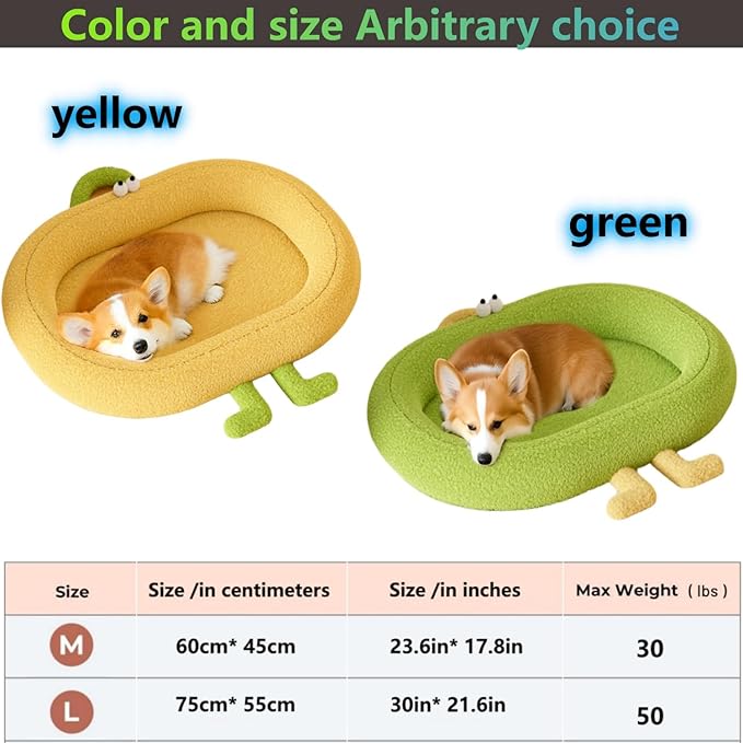 Cat Bed,for Indoor Outdoor Dog Beds & Furniture,Couch,Calming, Round,Fluffy, Cooling,Squish Mallow,Chew Proof,Waterproof,Non-Slip Bottom,Calming Dog Bed,Yellow(Yellow, M)