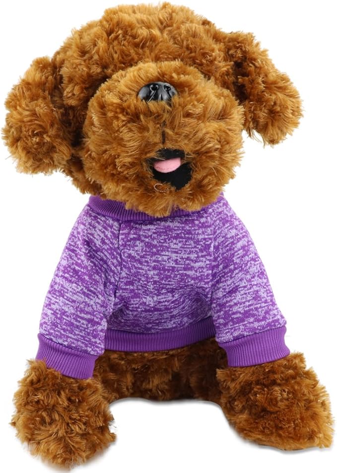Idepet Pet Dog Classic Knitwear Sweater, Fleece Coat for Small,Medium Dog,Warm Pet Dog Cat Clothes Puppy Customes (XL, Purple)