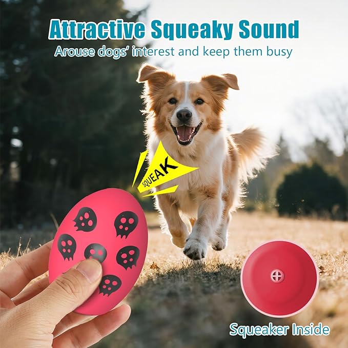 Dog Toys, Squeaky Latex Rubber Bouncy Balls, Squeaky Egg Dog Toys Balls, 6 Pack Interactive Squeak Dog Toy Set for Medium Large Breeds Dogs (6 Pack, Large)