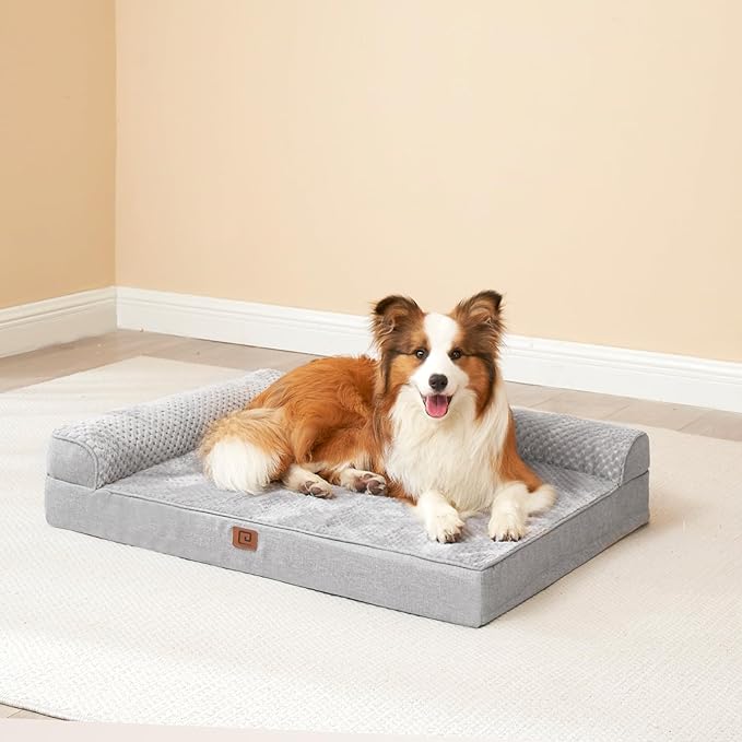 EHEYCIGA Memory Foam Dog Bed XLarge Sized Dogs, Extra Large Dog Bed Orthopedic with Washable Removable Cover, Waterproof XL Pet Bed Couch for Crate, 41x27x6 Inches, Grey