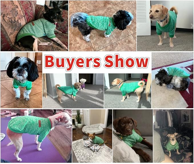 Idepet Pet Dog Classic Knitwear Sweater, Fleece Coat for Small,Medium Dog,Warm Pet Dog Cat Clothes,Soft Puppy Customes (M, Green)