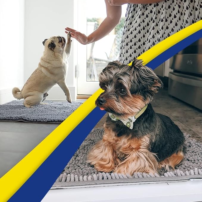 Muddy Mat® AS-SEEN-ON-TV Highly Absorbent Microfiber Door Mat and Pet Rug, Non Slip Thick Washable Area and Bath Mat Soft Chenille for Kitchen Bathroom Bedroom Indoor and Outdoor - Grey XXXL 72"X48"