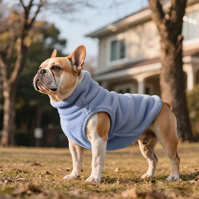 Idepet Dog Fleece Vest Sweater Zip Up Warm Pullover Dogs Jacket with D-Ring Leash Winter Cold Weater Coat Pet Sweatershirt Clothes Hoodie for Small Medium Dogs Boy Girl(Sky Blue,XS)