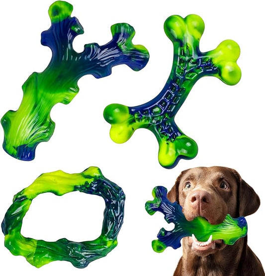 3-Pack Indestructible Nylon Dog Chew Toys for Aggressive Chewers - Long-Lasting Durable Bone-Shaped Toys, Large Breed Dogs, Tough Puppy Teeth Enrichment