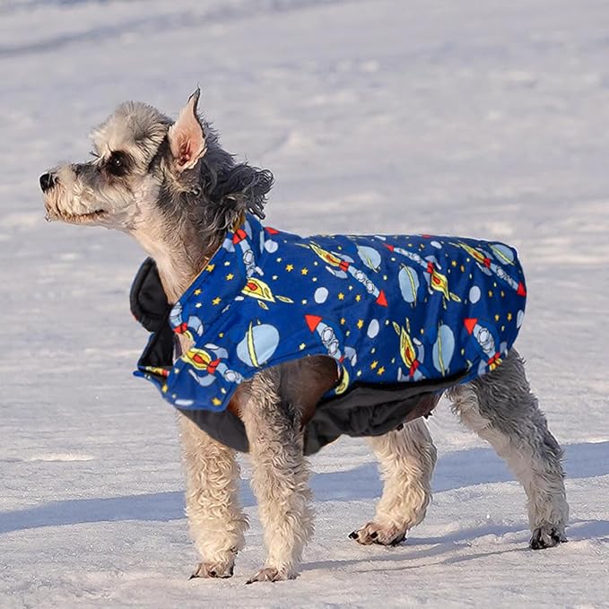 CuteBone Winter Dog Coat Reversible Waterproof Jacket with Leash Hole - Soft Thick Windproof Vest for Small Medium Large Dogs - Adjustable Cold Weather Coats
