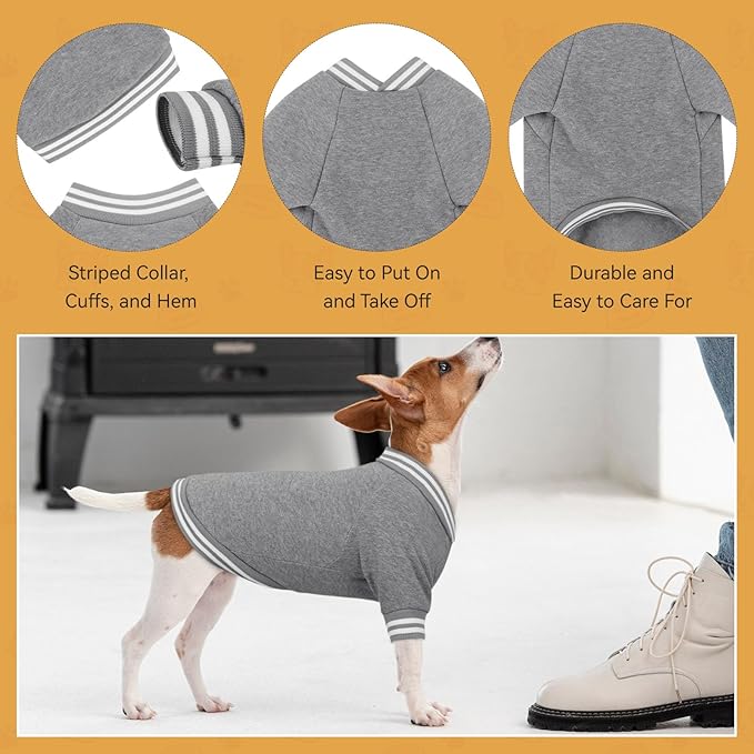 Dog Sweaters for Large Dogs, Brushed Fleece Dog Sweater Baseball Jacket Large Pet Sweater Clothes Soft Warm Boy Girl Pet(Gray-XL)