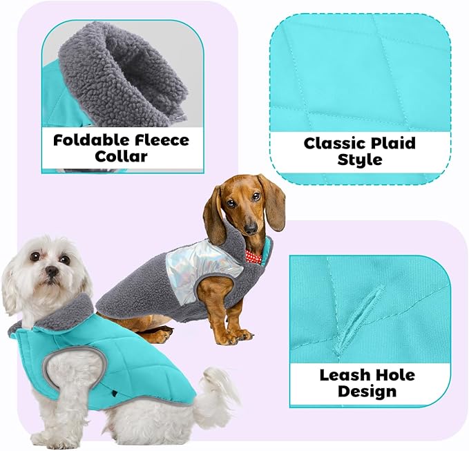 EMUST Dog Feece Jacket, Soft Dog Vest Warm Cold Weather Coats for Small Medium Dogs Boy or Girl for Fall Winter, Grey, L