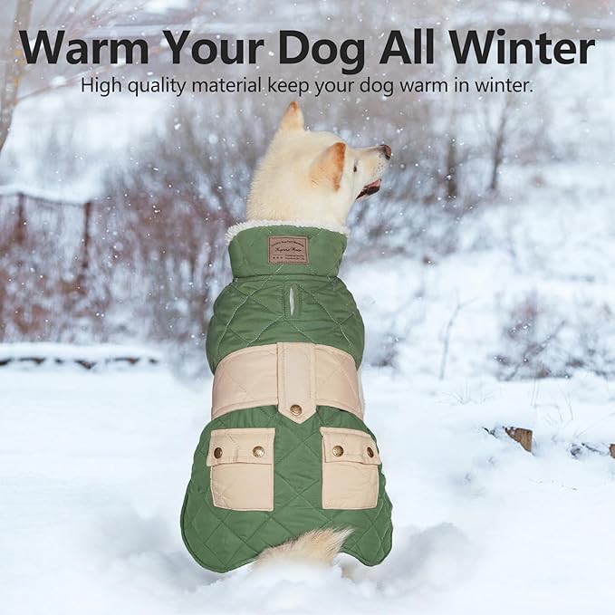 KYEESE Dog Coat Soft Pet Sweater for Cold Weather Thick Cat Clothes with Pocket Warm Pet Winter Puffer Coat with Leash Hole Windproof Dog Coats for Small Dogs Waterproof Dogs Jacket with Fleece Lined