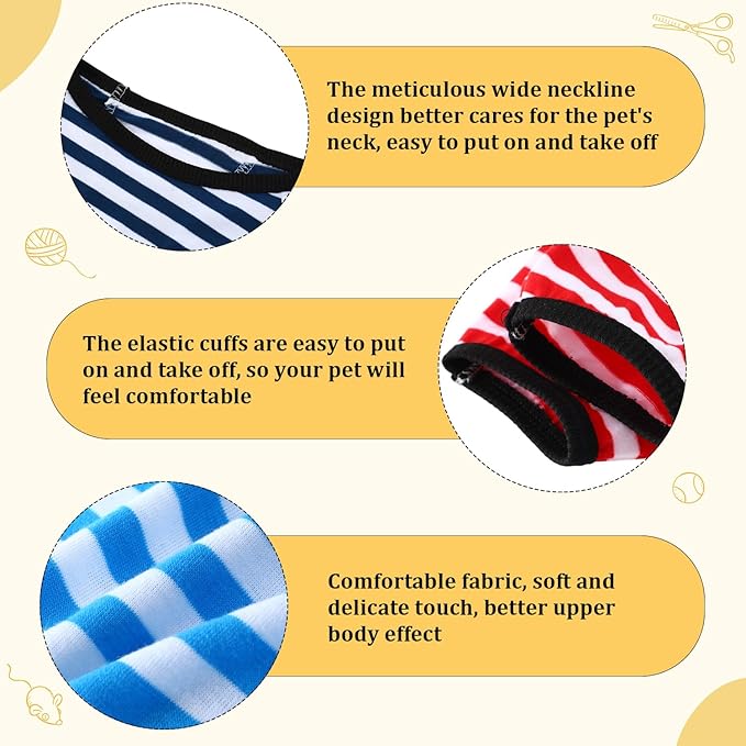 Geyoga 6 Pieces Dog Striped T-Shirt Cotton Breathable Pet Apparel Colorful Puppy Sweatshirt Clothes for Small to Medium Dogs Puppy(Dark Color,M)