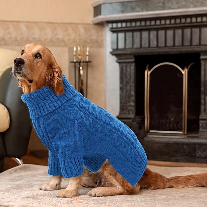 ASENKU Knitted Dog Sweater, Pullover Big Thermal Dog Winter Sweater, Turtleneck Doggy Sweaters for Large Medium Dogs Boy Girl,Warm Pet Sweatshirt for Labrador,Golden Retriever,3XL