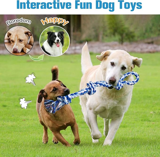 UPSKY Dog Rope Toys 2 Nearly Indestructible Dog Toys for Medium to Large Breed, Dental Cleaning Chew/ Tug Toy for Boredom, Dog Grinding Teeth for Aggressive Chewers