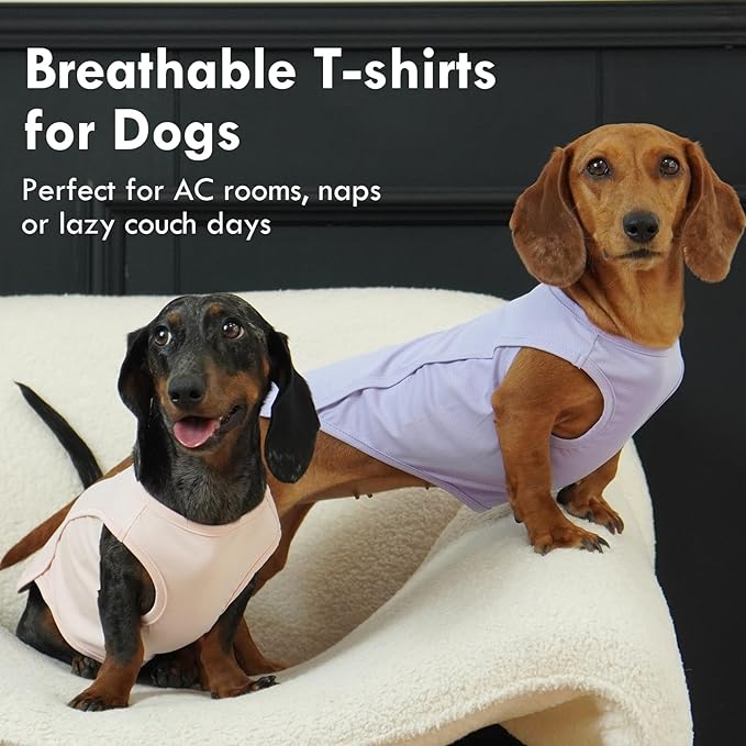2 Pack Dog T-Shirt, Quick Dry Durable Shirts for Large Dogs, Summer Cooling Sun Protection Clothes, Breathable Prevents Overheating Vest, Purple+Pink, 5XL