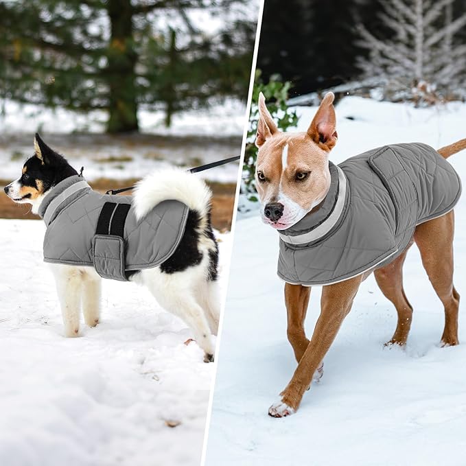 Dog Winter Coat Warm Padded Puppy Jacket Windproof Water Resistant Clothes for Small Medium Large Pets Christmas Sweater Outfit Vest(Grey, S)