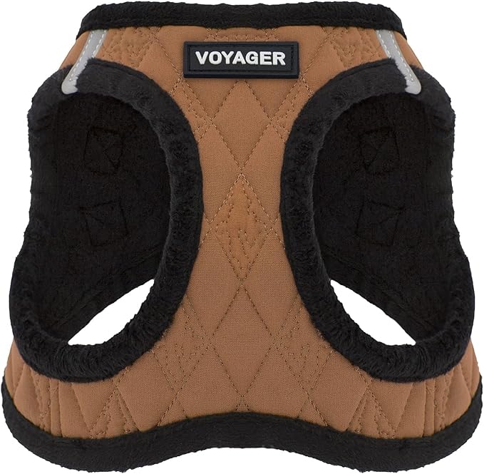 Best Pet Supplies - All Weather Mesh / Plush, Reflective, No Pull Harness for Small, Medium Dogs, Cats - Secure with Hook & Loop Fastener, Buckle, Double D-Rings - Beige Plush, M