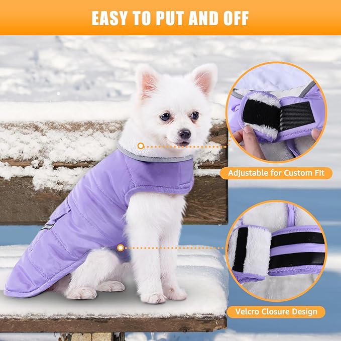 iBuddy Dog Winter Coats with Fleece Vest,Waterproof Warm Dog Snow Jacket Windproof, Reflective Adjustable Pet Dogs Cold Winter Coat for Small Dogs Girl Boy