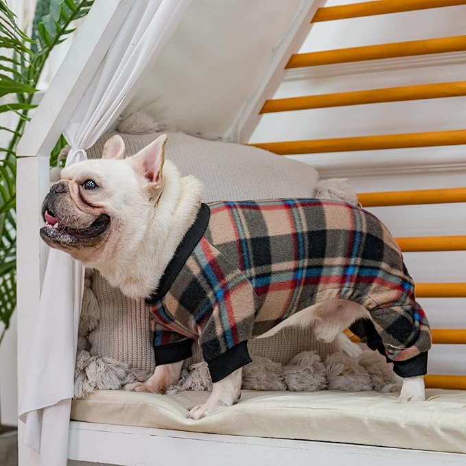 SCENEREAL Fall Dog Pajamas for MediumSized Dogs - Soft, Warm Thanksgiving Puppy Sweatershirt Clothes, Holiday Onesie Outfits for Doggie Winter Christmas - Dog Jammies Pjs, Brown