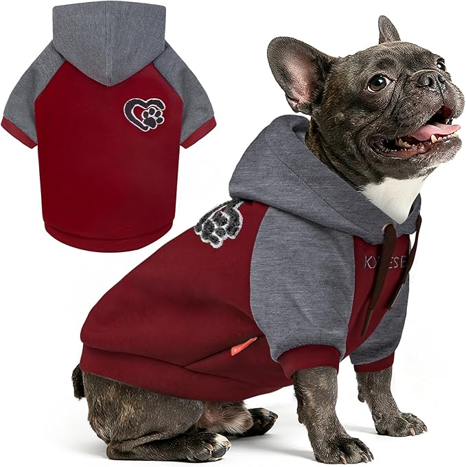KYEESE Dog Hoodie Stretchy Cat Coat with Leash Hole Dogs Winter Coat for Cold Weather Pet Sweatshirt with Drawstring Soft Dog Clothes for Small Dogs Comfort Cat Sweater Warm Pet Clothes
