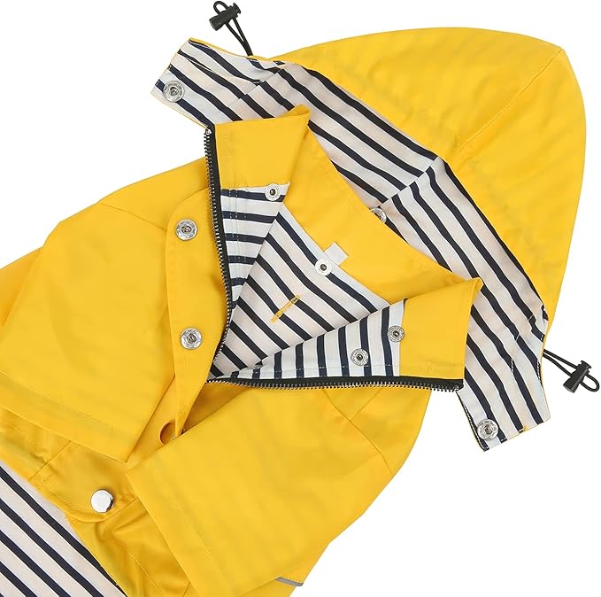 HDE Dog Raincoat Poncho Double Layer Zip Rain Jacket with Removable Hood, Leash Hole for Small to 3XL Dogs and Puppies Yellow - 2XL