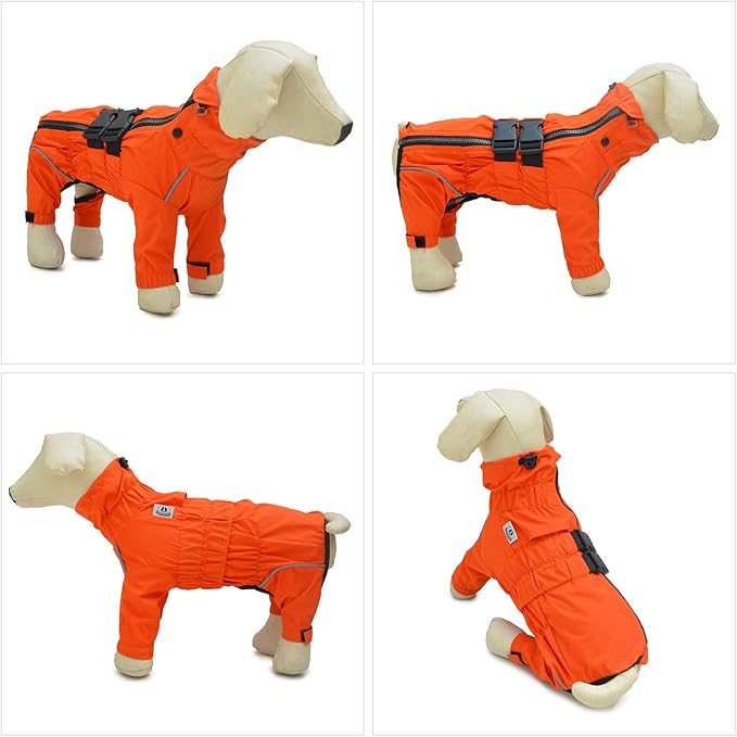 Dogs Waterproof Jacket, Lightweight Waterproof Jacket Reflective Safety Dog Raincoat Windproof Snow-Proof Dog Vest for Small Medium Large Dogs Corgis Dachshund Orange D-S