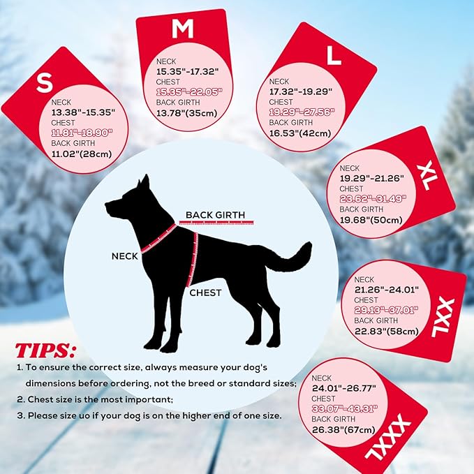 EMUST Dog Cold Weather Coats, Fleece Lining Small/Medium/Large Dog Jacket for Winter, Warm Waterproof Pet Winter Clothes for Large Dogs, Red, XL