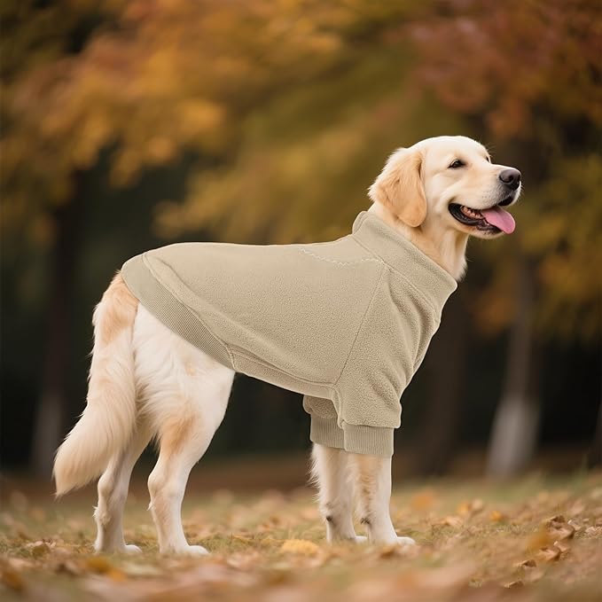 BRKURLEG Dog Sweater, Turtleneck Thick Dogs Sweatshirts Fleece Sweater, Dog Winter Coat for Small Medium Large Dogs, Pet Warm Sweaters with Zipper, Pullover Jacket with Sleeve (Light Coffee, M)