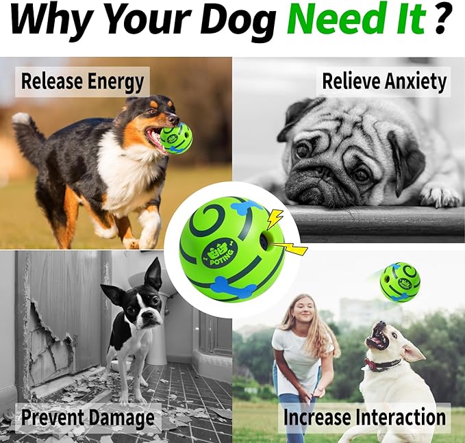Giggle Ball for Dogs 2 Pack,Interactive Dog Toys,Funny Giggle Sound Toy Ball,Rolling Squeaky Toy for Large Medium Small Dogs,Fun Giggle Sounds Attract Attention When Rolled or Shaken-3.94 inch