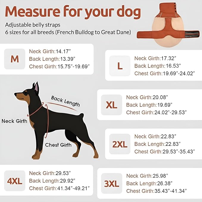 ASENKU Warm Dog Coat, Waterproof Dog Jackets for Large Dogs with Reflective Fleece Vest Turtleneck with Button,Windproof Cold Weather Coats for Small Medium Large Dogs, Red Brown, XL